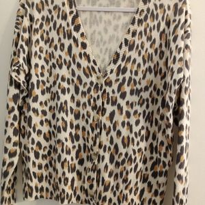 ANN TAYLOR LOFT LEOPARD CARDIGAN SZ SM PETITE